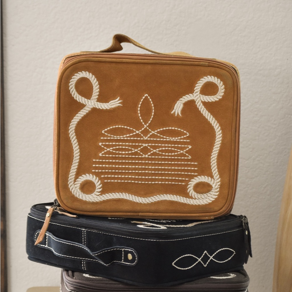 American Darling Tan Embroidered Jewelry Case